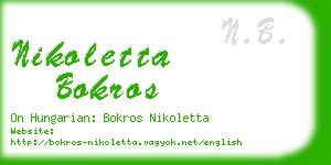 nikoletta bokros business card